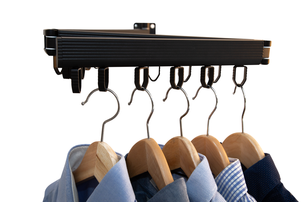 Driedelig wanddroogrek voor 18 hangers